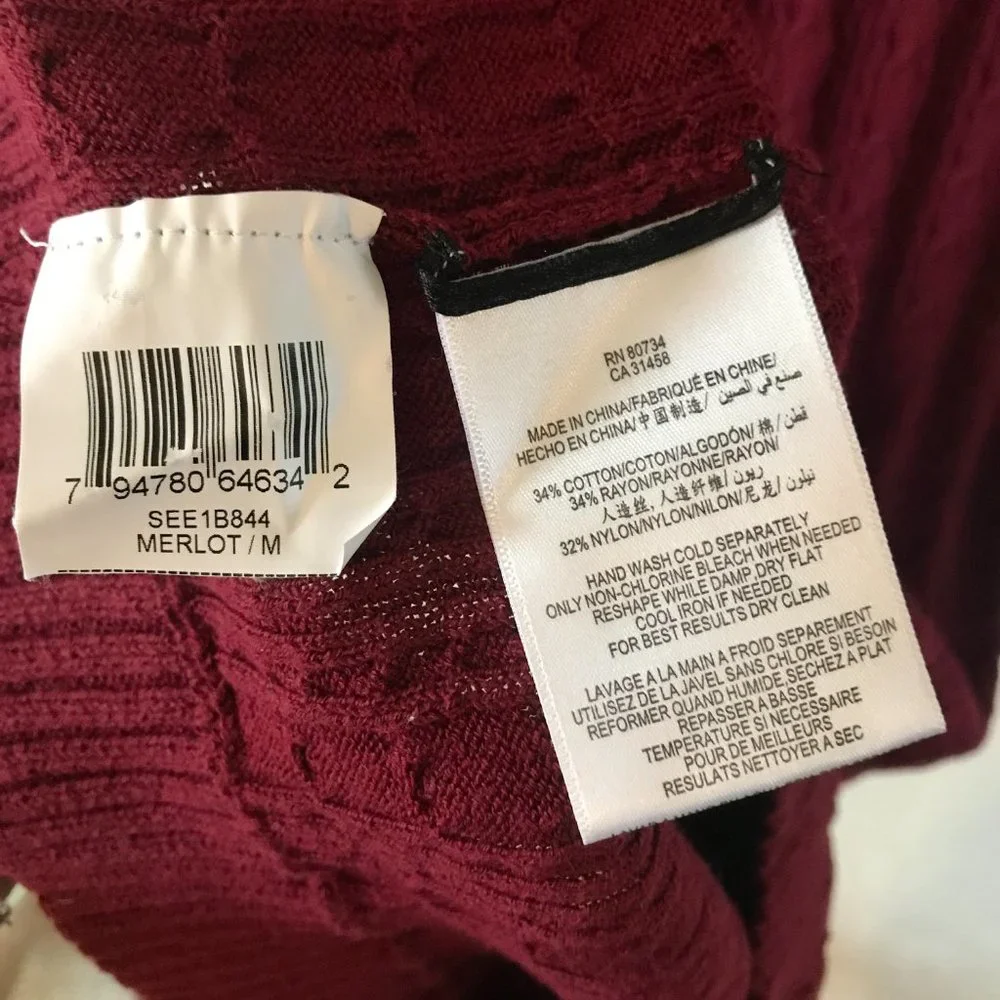 BCBG Merlot Bodycon V-Neck Sweater Dress, Size M - Picture 7 of 8